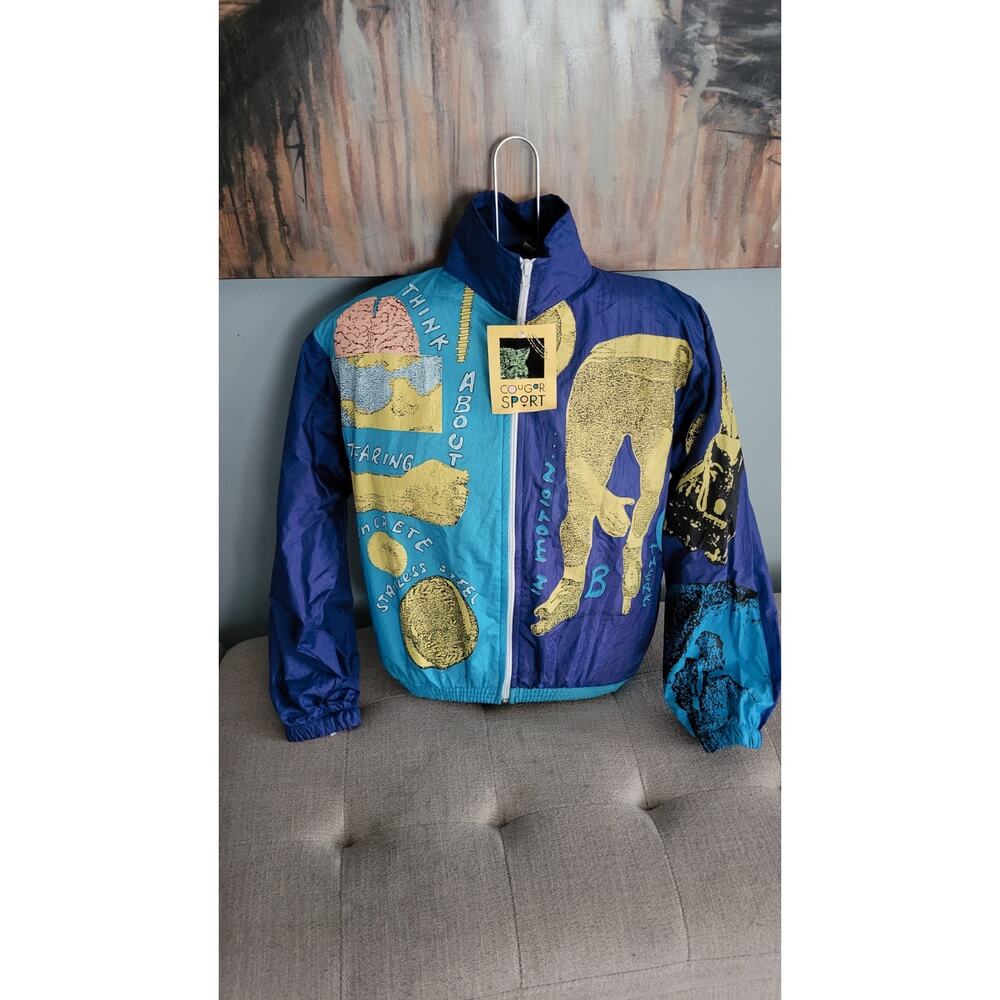Vintage Cougar Sport Windbreaker Jacket Youth L 14-16 Colorblock 90s Y2K NOS NWT